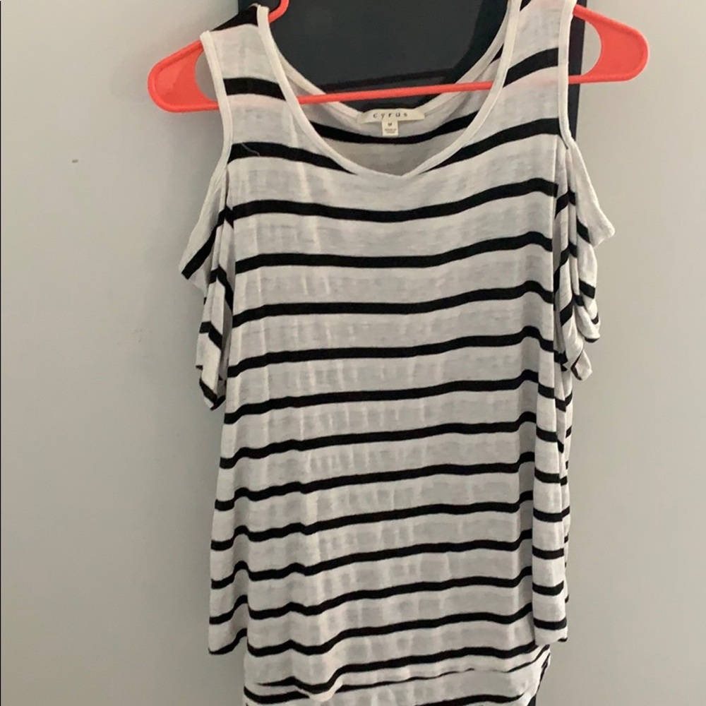 White and Black stripped tank top blouse